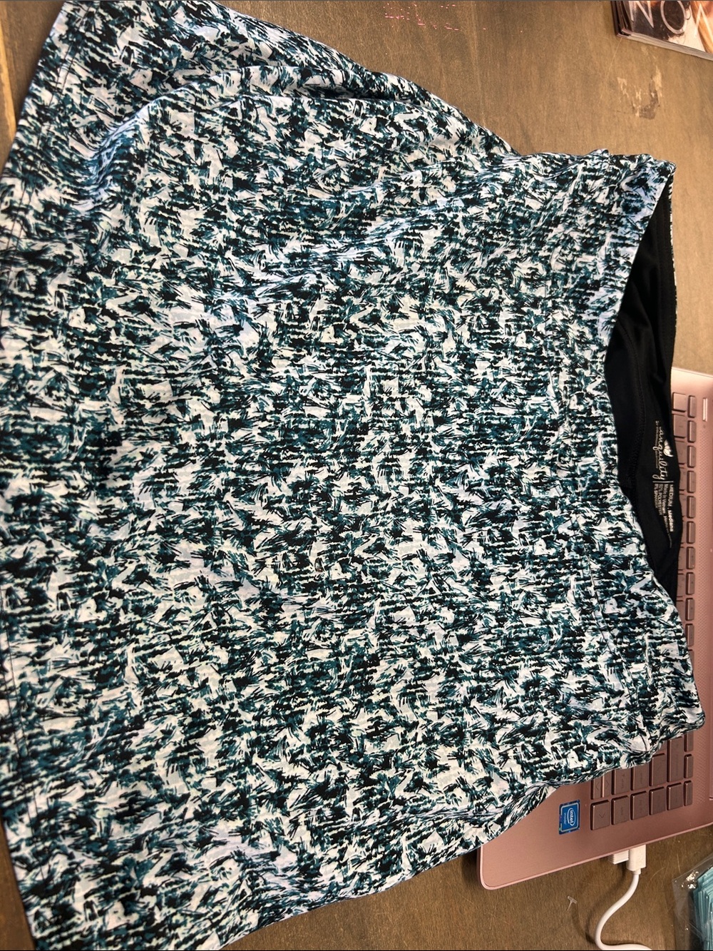 Tranquility by Colorado Clothing Teal and White Abstract Print Skirt Medium
